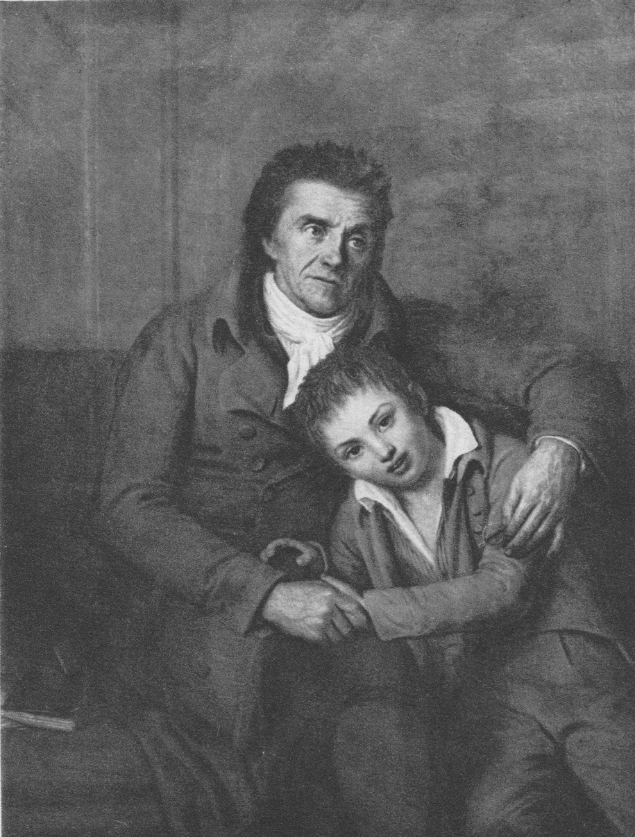 Johann Heinrich Pestalozzi mit seinem Enkel Gottlieb, Gemälde von F. G. A. Schöner